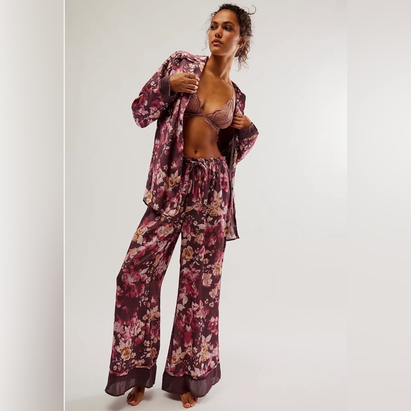 Free People Dreamy Days Pajama Set - Wine, XL - Picture 5 of 10